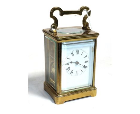 A brass striking carriage clock, circa 1910