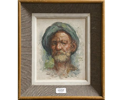 Oil on canvas portrait and an oil on canvas of a boat, burr walnut framed (2)