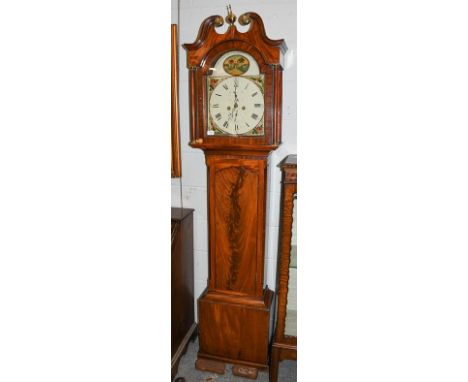 A mahogany eight day longcase clock, 13'' arch painted dial, circa. 1820