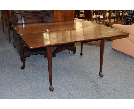 A 19th century mahogany gate leg table on pad feet, 130cm (open) by 137cm by 73cm 