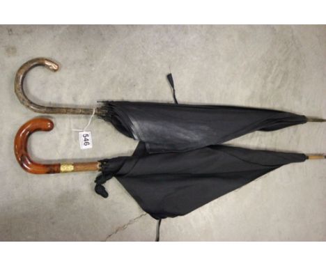 Vintage Umbrella with 9ct Gold Tip plus another Umbrella with Gold Plated Band