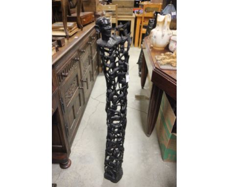 African Makonde Tribal Family Tree carved from a single trunk of Ebony