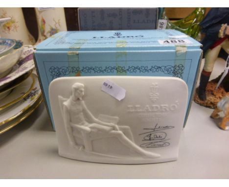 A pair of Lladro vases, along with Lldaro plaque, all boxed 