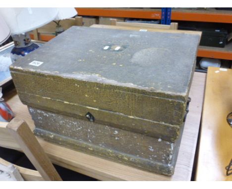 Victorian Pine Painted Trunk together with a Mahogany Box