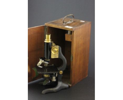 Pine cased microscope C Baker London 6865