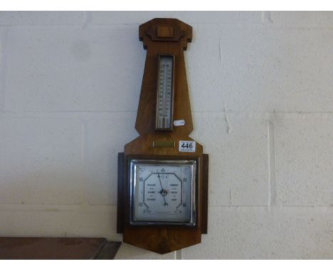 1930's Walnut Barometer / Thermometer