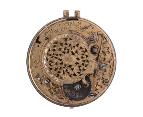 A rare Queen Anne verge pocket watch movement Thomas Tompion and Edward Banger, number 275 circa 1707 &nbsp;The gilt full pla