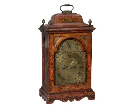 A rare George III scarlet japanned table clock John Taylor, London  A rare George III scarlet japanned table clock John Taylo