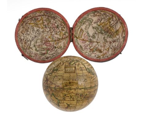 A fine English 2.75 inch pocket globe Attributed to George Adams junior...  A fine English 2.75 inch pocket globe Attributed 