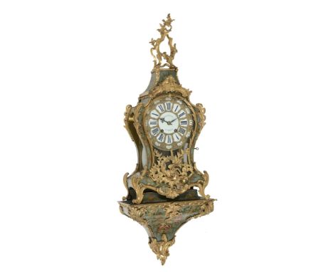 A fine French Louis XV ormolu mounted 'vernis Martin  A fine French Louis XV ormolu mounted 'vernis Martin' bracket clock The