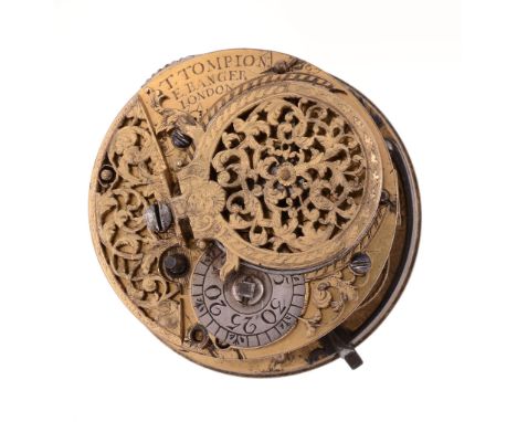 A fine William III gilt brass verge pocket watch movement Thomas Tompion and Edward Banger, London, number 3367 circa 1702 &n