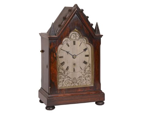 A Victorian rosewood small Gothic revival bracket timepiece Smith, London  A Victorian rosewood small Gothic revival bracket 