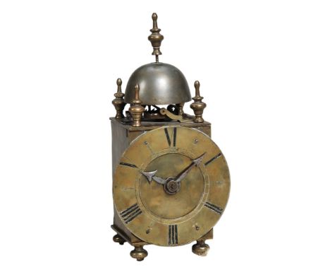 An Italian iron and brass small chamber clock Unsigned  An Italian iron and brass small chamber clock Unsigned, circa 1700 an