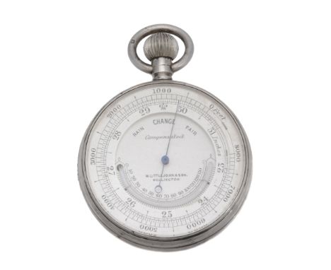 A Victorian silver cased aneroid pocket barometer with altimeter scale and...  A Victorian silver cased aneroid pocket barome