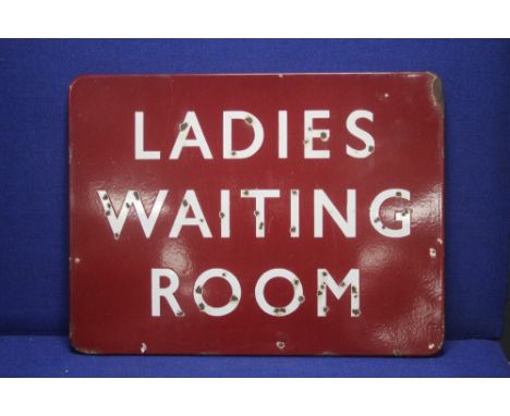 AN ENAMEL RAILWAY SIGN ""LADIES WAITING ROOM""