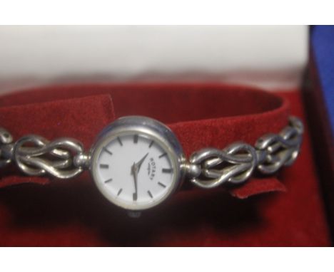 A BOXED LADIES STERLING SILVER ROTARY WATCH