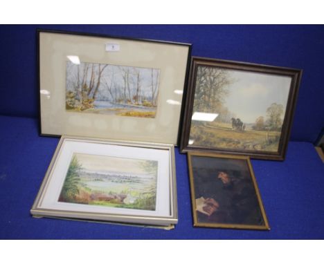 FOUR FRAMED PRINTS TO INCLUDE A PORTRAIT 
