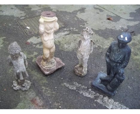 FOUR CONCRETE GARDEN STATUES
