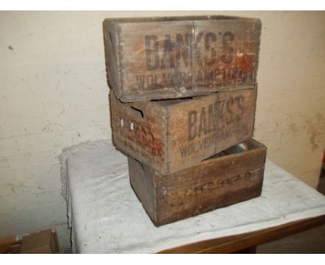 THREE VINTAGE BEER CRATES