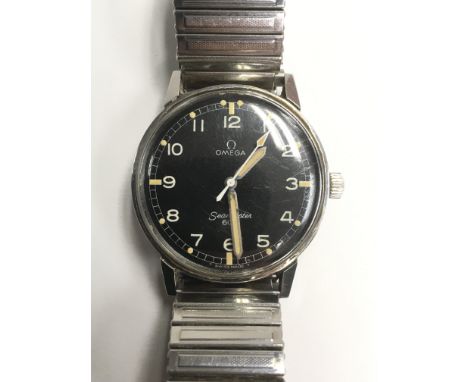 A gents vintage manual wind Omega Seamaster 600 from 1964, serial number 220075636, the black dial with Arabic numerals accen