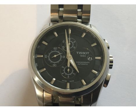 A Gents Tissot 41mm Chronograph Automatic, Black dial working order. With extra link.