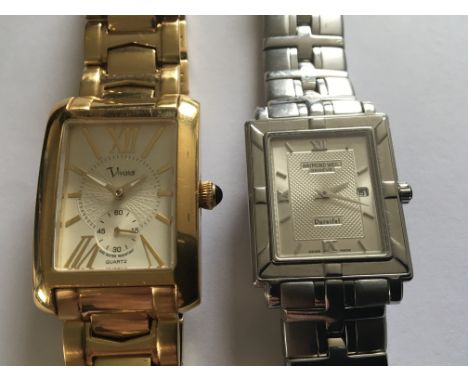 Two Midi watches a Raymond Weil Parsifal Stainless Steel with modern silvered part pattern engine turned dial raised numerals