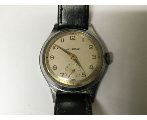 A Vintage Junghans manual wind stainless steel Watch the dial with second subsidiary dial, working order.