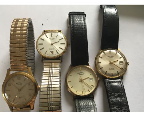 A Gents 9ct Gold Cased Rotary Watch a Vintage Rotary Junior Watch, and two others. All seen working.