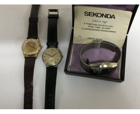 A Vintage Gents Omega Watch with second subsidiary dial, not working, a Certina seen working and a digital Sekonda (3)