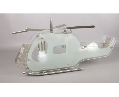 A model helicopter glass/chrome lamp. (34cm height 62cm width)  