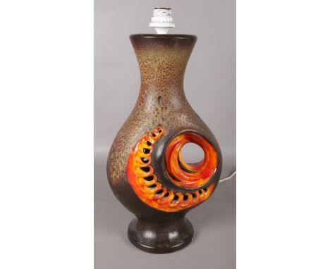 A large West German pottery table lamp. (56cm)  