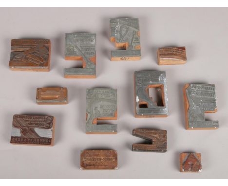 A small quantity of Sheffield printing blocks, mainly advertising garden tools by Thos. Staniforth &amp; Co.  