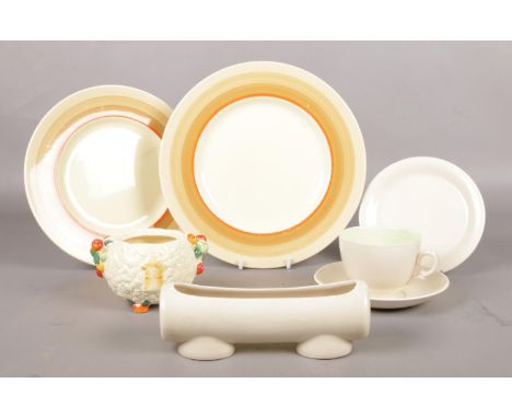 A small quantity of Clarice Cliff ceramic's. Cup/saucer, plates &amp; 'Celtic Harvest' bowl.  