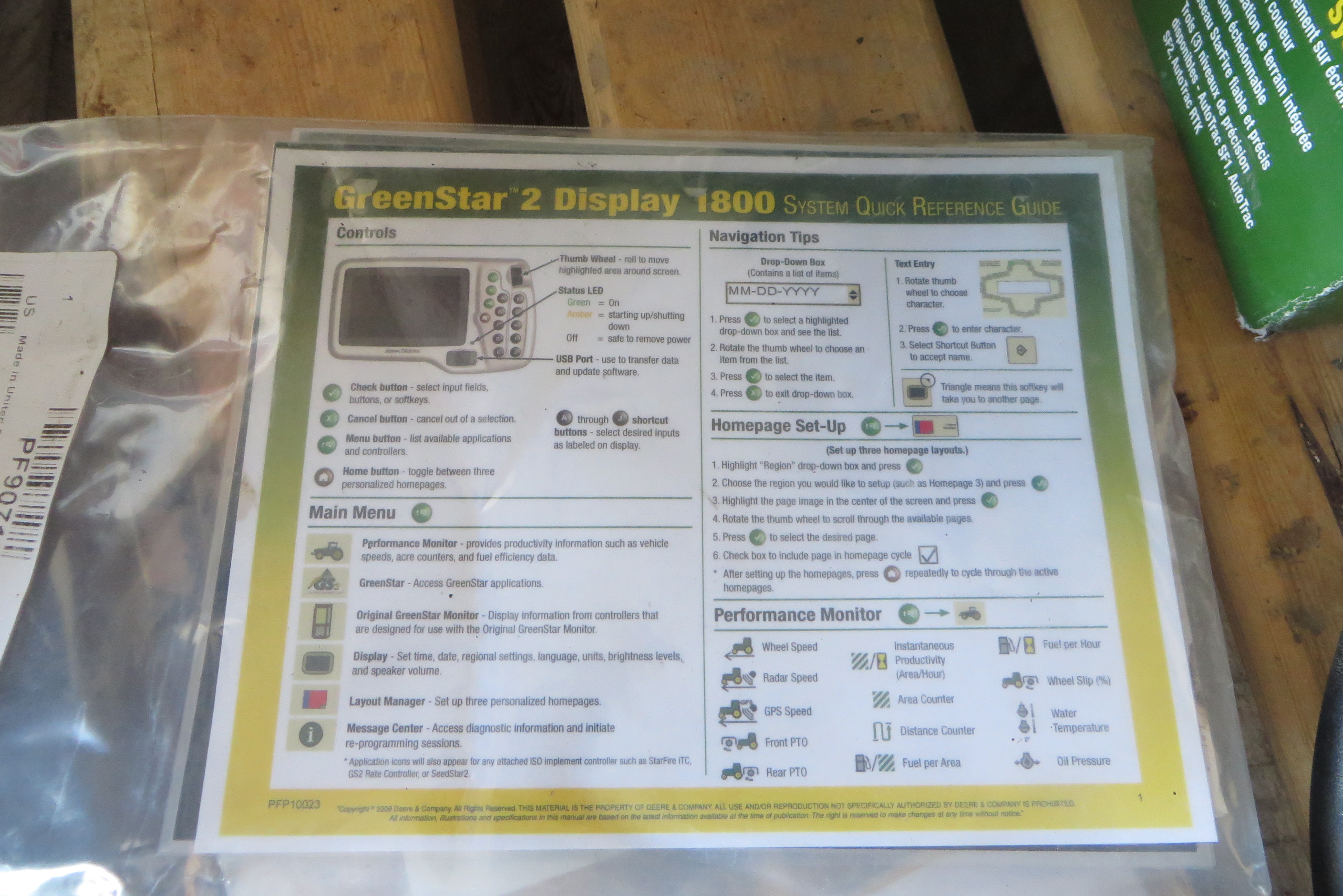 John Deere GreenStar 2 display 1800 GPS system