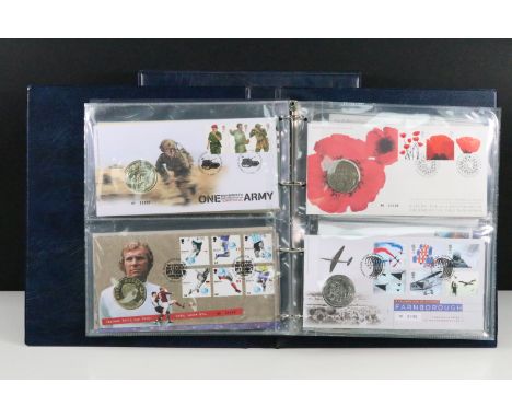 A collection of Royal Mail / Royal Mint Philatelic Numismatic stamp &amp; coin / Medallion covers enclosed within an official
