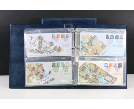 A collection of Royal Mail / Royal Mint Philatelic Numismatic stamp &amp; £1 coin covers enclosed within an official album. 