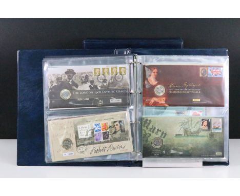 A collection of Royal Mail / Royal Mint Philatelic Numismatic stamp &amp; £2 coin covers enclosed within an official album. 
