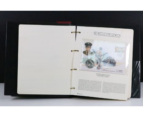 A History of World War Two Philatelic Numismatic stamp &amp; coin covers enclosed within two official albums. 
