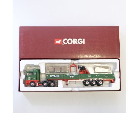 Manufacturer  - Corgi | Description - MAN TGA Crane Trailer &amp; Load - Evans Transport | Stock Code - CC13426 | Model Condi