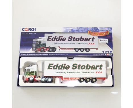 Manufacturer  - Corgi | Description - Scania R Box Step Frame Trailer - Eddie Stobart | Stock Code - CC13754 | Model Conditio