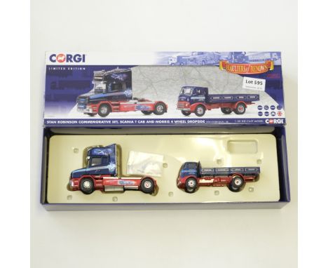 Manufacturer  - Corgi | Description - Scania T Cab &amp; Morris 4 Wheel Dropside - Stan Robinson Commemorative Set | Stock Co