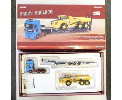 Manufacturer  - Corgi | Description - DAF XF Suoer Space Cab Nooteboom Trailer &amp; Volvo Hauler A25D - Leicester Heavy Haul