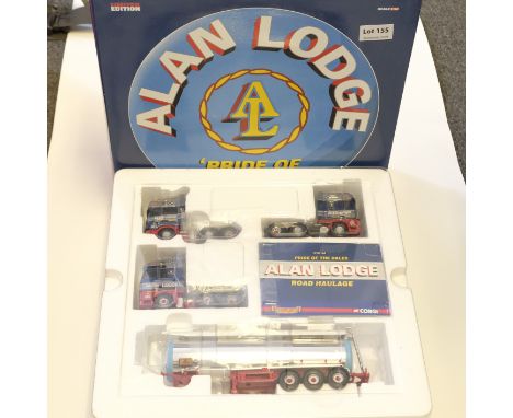 Manufacturer  - Corgi | Description - 4 Piece Set DAF XF, Scania Topline, MAN TGA &amp; Tanker Trailer - Alan Lodge | Stock C