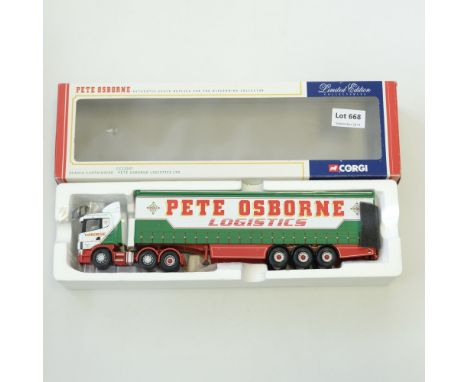 Manufacturer  - Corgi | Description - Scania Curtainside - Pete Osborne Logistics LTD | Stock Code - CC12207 | Model Conditio