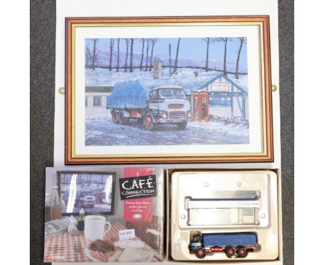 Manufacturer  - Corgi | Description - Albion Reiver Sheeted Platform Lorry - W.H. Malcolm With Framed Picture | Stock Code - 