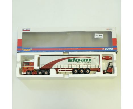 Manufacturer  - Corgi | Description - Curtianside Trailer &amp; Moffett Mounty - Slone Transport | Stock Code - CC13421 | Mod
