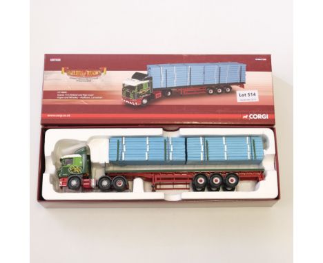 Manufacturer  - Corgi | Description - Scania 113 Flatbed and Pipe Load - Fagen &amp; Whalley | Stock Code - CC14805 | Model C