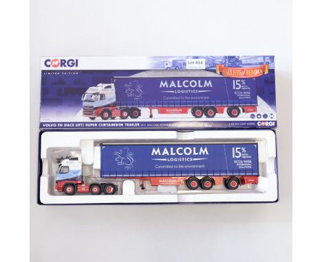 Manufacturer  - Corgi | Description - Volvo FH &amp; Curtainside Trailer - Malcolm | Stock Code - CC14032 | Model Condition -