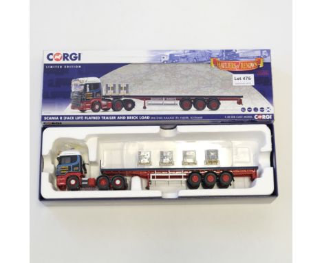 Manufacturer  - Corgi | Description - Scania R Flatbed Trailer and Brick Load - Ian Craig Haulage LTD | Stock Code - CC13748 