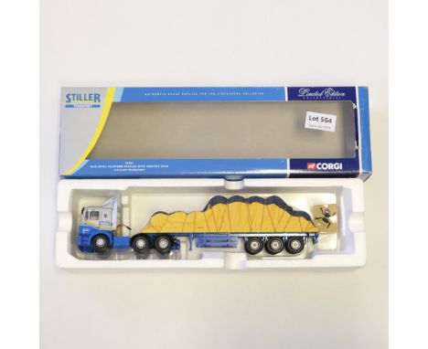 Manufacturer  - Corgi | Description - MAN Artic Platform Trailer With Sheeted Load - Stiller Transport | Stock Code - 76801 |